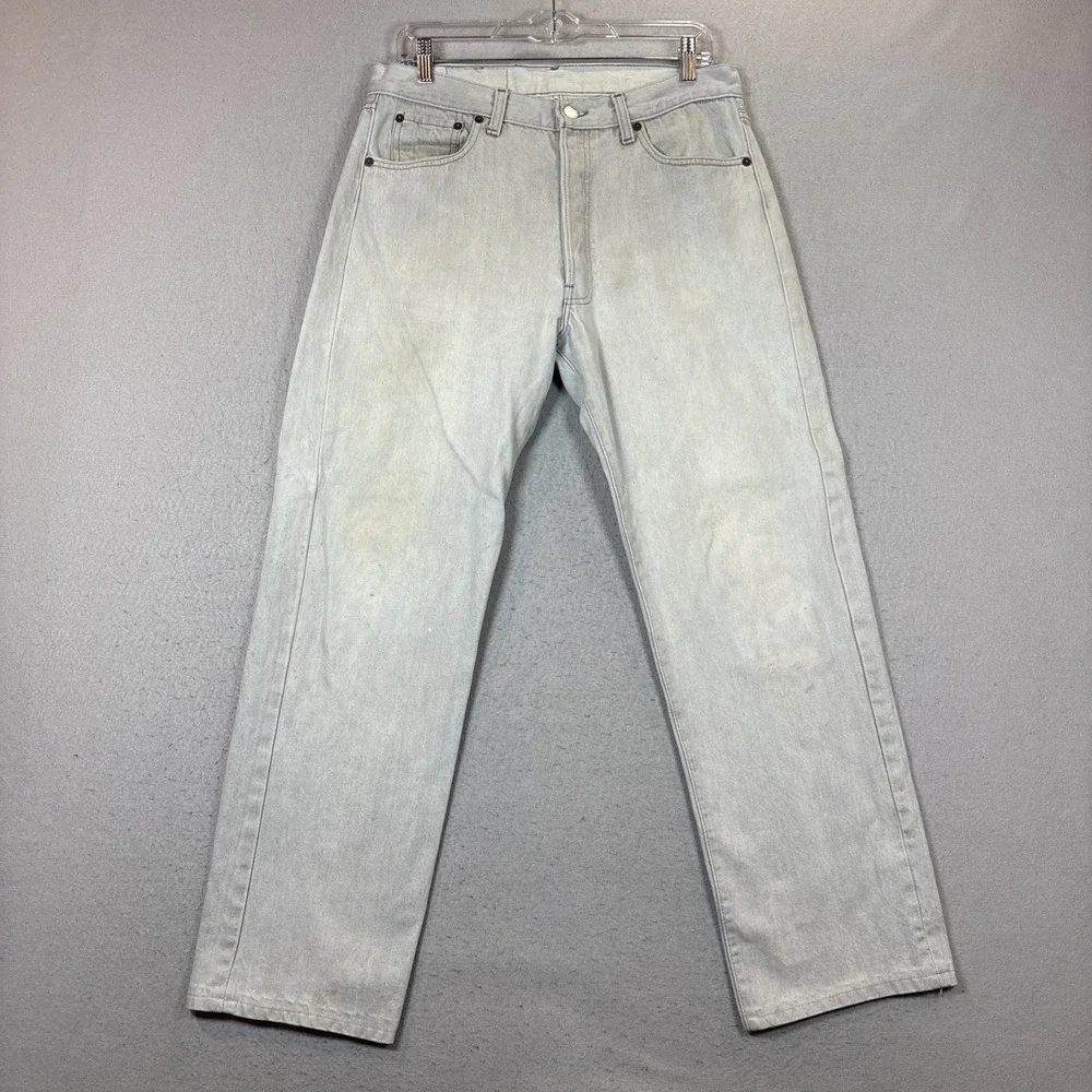 Vintage Levis 501 Jeans Mens Gray Straight Button Fly Made USA 32x29 (Tag 34x36)